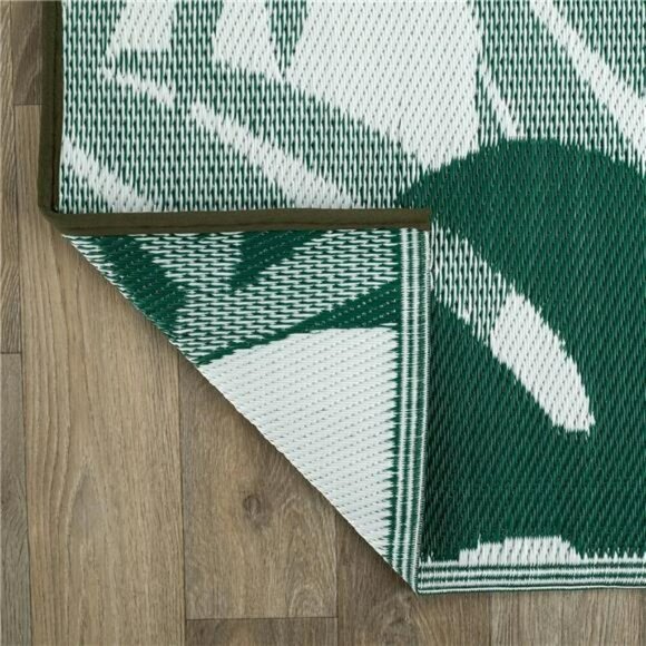 Tropical Leaf Outdoor Rug Waterproof Reversible Plastic Patio RV Camping Mat - Picture 5 of 8